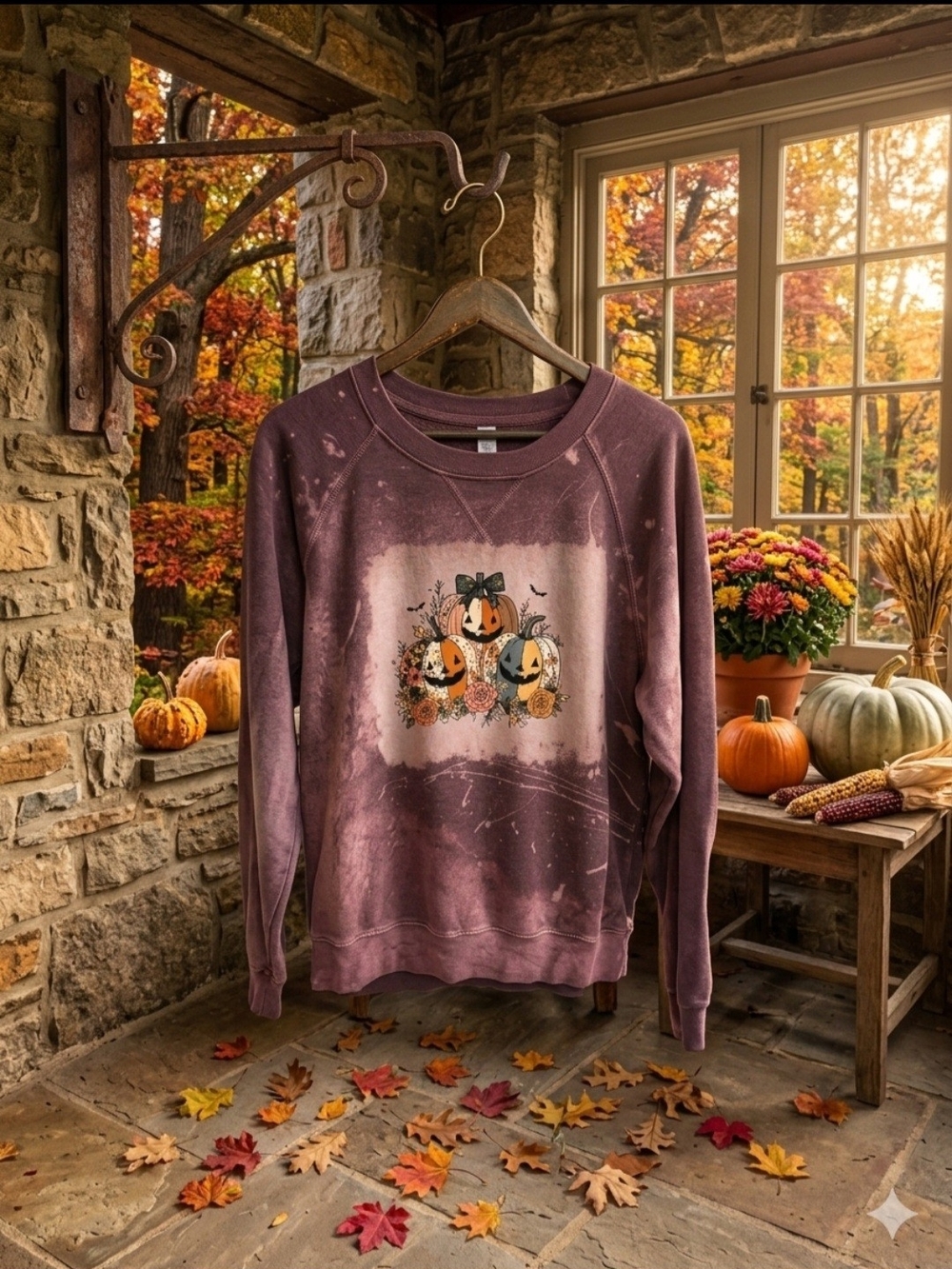 Womens Purple Halloween Pumpkin Graphic Sweatshirt